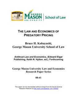 The issue of predatory pricing is held out as an example of