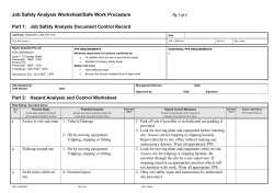 Part 1: Job Safety Analysis Document Control Record