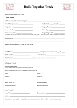 Build Together Week New Volunteer &ndash; Application Form 1. Your