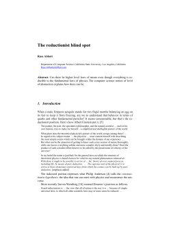 The reductionis blind spot - Department of Computer Science
