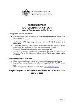 ARC ITTC Progress Report Template 2016
