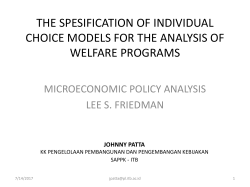 the spesification of individual choice models for the analysis of