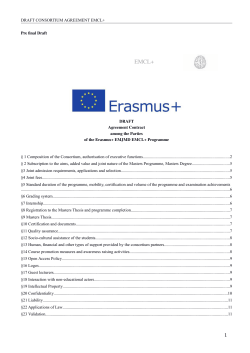 DRAFT CONSORTIUM AGREEMENT EMCL+ Pre final Draft DRAFT