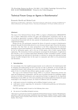Technical Forum Group on Agents in Bioinformatics1