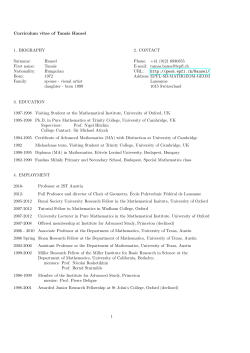 Curriculum vitae of Tam&aacute;s Hausel 1. BIOGRAPHY