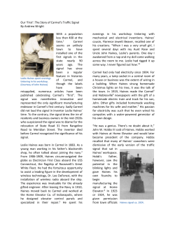 Our `First`: The Story of Carmel`s Traffic Signal By Andrew Wright