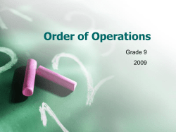 Order of Operations - Mrs-Ngwenya
