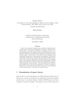 Game theory 1 Foundations of game theory
