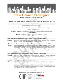 DRAFT October 14-15, 2014 The World Bank Group | Preston