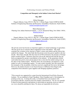 Competition and Monopoly in the Indian Cotton Seed