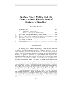 Spokeo, Inc. v. Robins and the Constitutional Foundations of