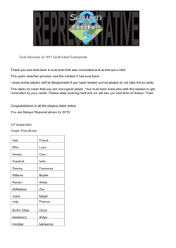 Team Selections for 2015 South Island Tournaments