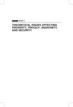 theoretical issues affecting property, privacy, anonymity, and security