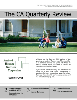 quarterly news and information for owners and agents