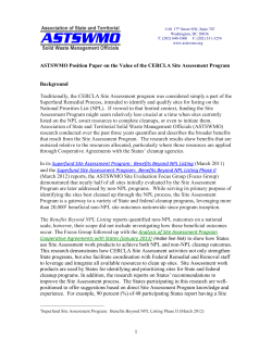 1 ASTSWMO Position Paper on the Value of the CERCLA Site
