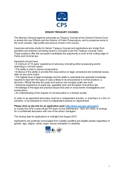 Application for Senior Treasury Counsel