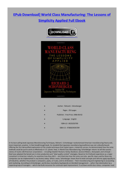EPub Download] World Class Manufacturing: The
