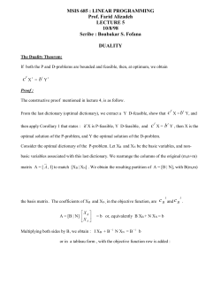 MSIS 685 : LINEAR PROGRAMMING