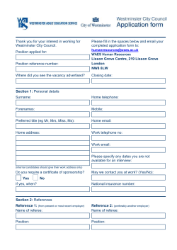application form - Westminster Adult Education Service