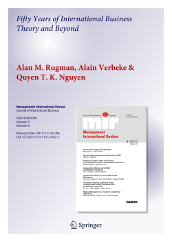Fifty Years of International Business Theory and Beyond Alan M