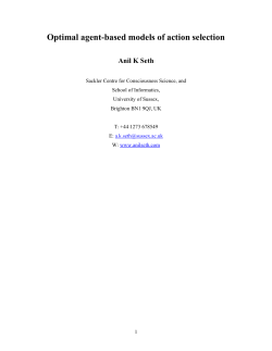 Optimal agent-based models of action selection