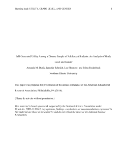Self-Generated Utility Among a Diverse Sample of Adolescent