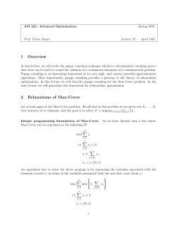 1 Overview 2 Relaxations of Max