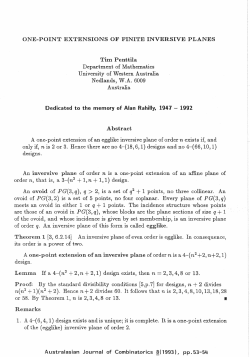 ONE-POINT EXTENSIONS OF FINITE INVERSIVE PLANES Tim