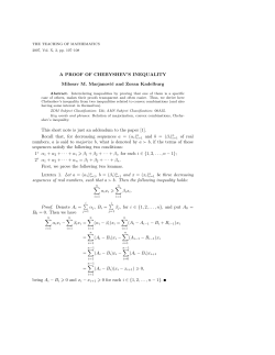 A PROOF OF CHEBYSHEV`S INEQUALITY Milosav M. Marjanovic