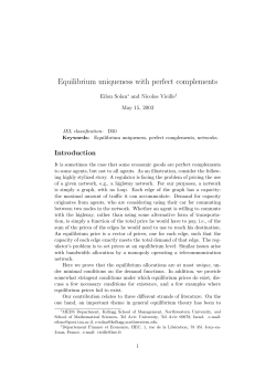 Equilibrium uniqueness with perfect complements