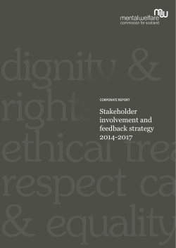 Stakeholder involvement and feedback strategy 2014-2017