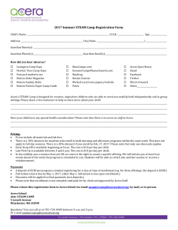 2017 Summer STEAM Camp Registration Form: Child`s Name