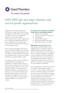 GST/HST tips and traps: charities and not-for
