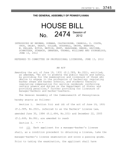 PRINTER`S NO. 3745 THE GENERAL ASSEMBLY OF
