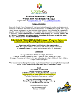 Pavilion Recreation Complex Winter 2017 Adult Hockey League