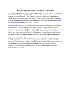 Use of BPU Registered Suppliers, Energy Agents, and Consultants