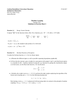 Machine Learning Solutions to Exercise Sheet 1