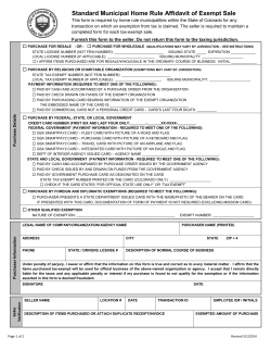 Instructions - Sales Tax Exemption Affidavit