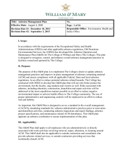 Asbestos Management Plan - College of William and Mary