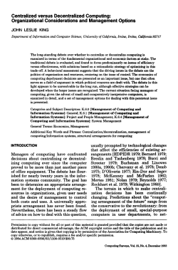 Centralized versus Decentralized Computing: Organizational