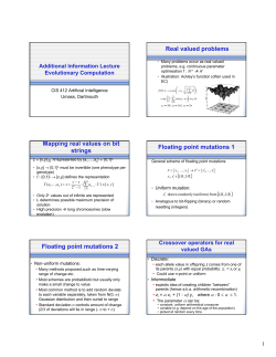 Real valued problems Mapping real values on bit strings Floating