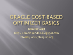 optimizer basics - All Things Oracle