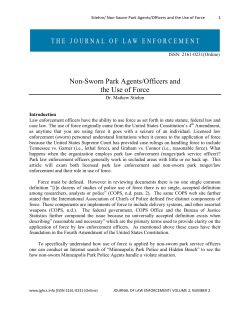 Non-Sworn Park Agents/Officers and the Use of Force