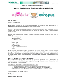 Inviting Application for Consignee Sales Agent in India