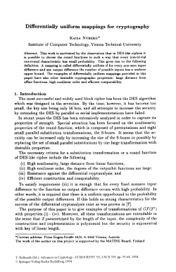Differentially Uniform Mappings for Cryptography