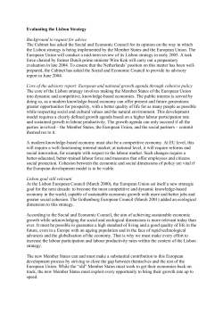 Summary, draft advisory report evaluating Lisbon strategy