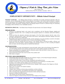 Hillside School Principal - Chippewas of Kettle and Stony Point