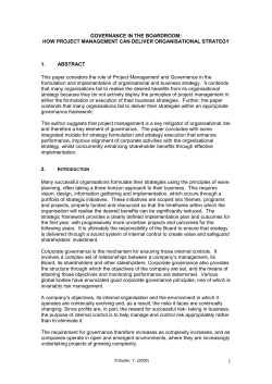 The Role of Project Management and Governance in Implementing