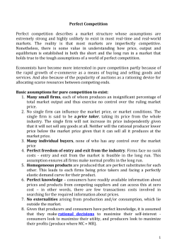 Perfect Competition and Profit Maximisation