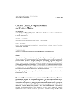 Common Ground, Complex Problems and Decision Making